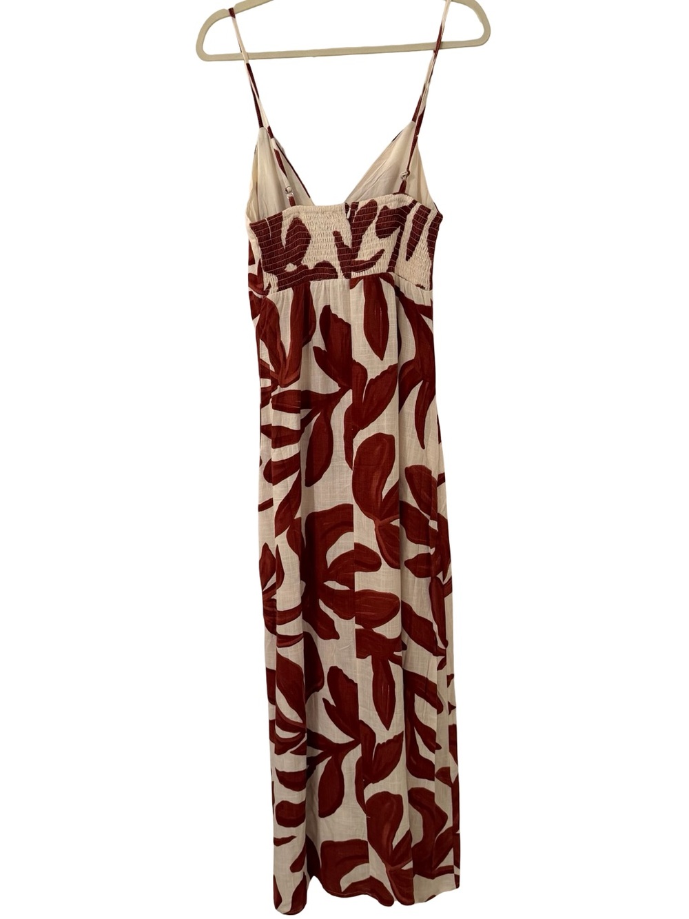Paper Heart Anthropologie Floral Linen Blend Maxi Dress Ivory Rust S NWT - Picture 5 of 9